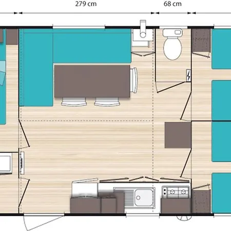 Kemp Mobil-home 32m², 3 Chambres, Terrasse Et Cuisine Equipee - Api-1-52-601